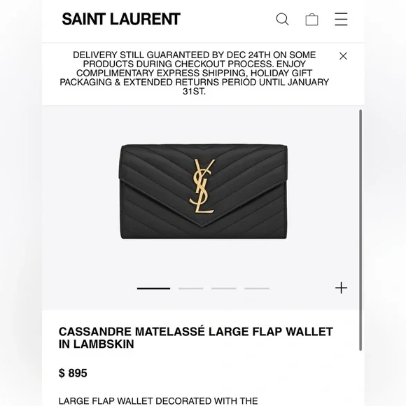 Black YSL cassandre envelope wallet on chain - Picture 13 of 13